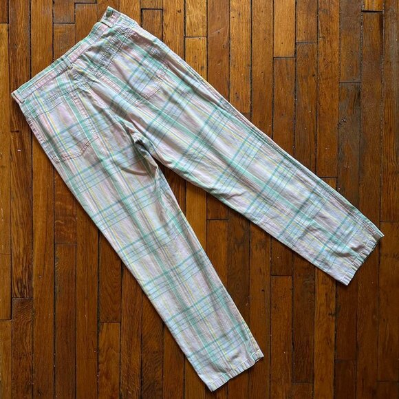Vintage 90s Ralph Lauren Polo Golf‎ Plaid Pants Women Size 8 White Green Pink - Picture 5 of 6